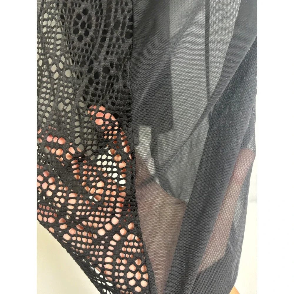 Cacique Black Mesh Lace Underwire Chemise Nightgown Adjustable Straps 18/20